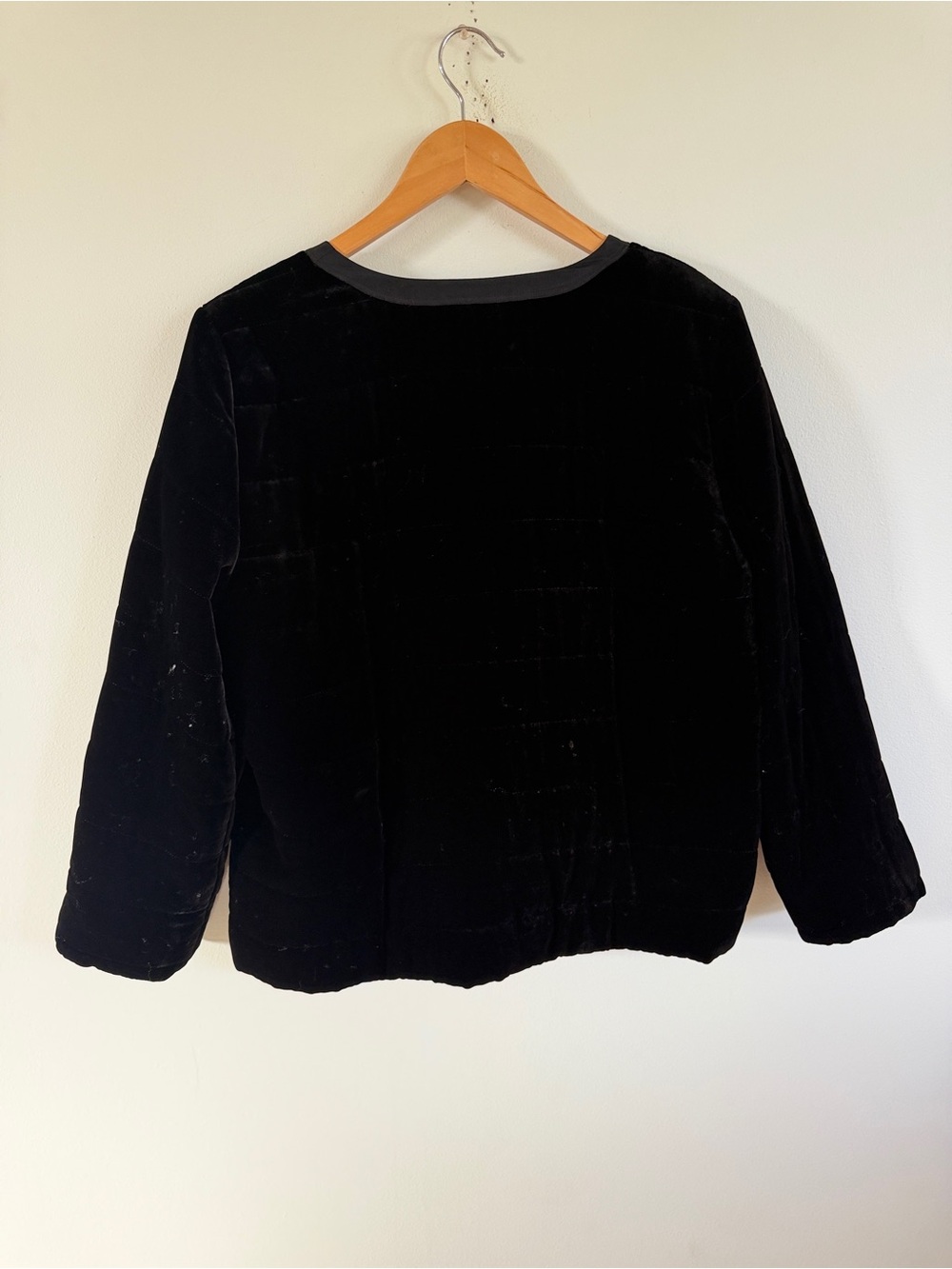 Eileen Fisher Black Velvet Zip-Front Bomber Jacket zip front medium - Picture 2 of 10